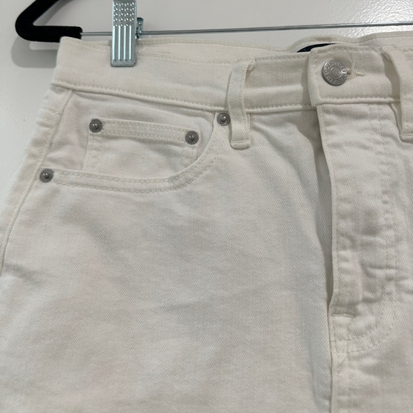 Calvin Klein White Denim Mini Skirt High Rise Frayed Hem Summer | Size 26 - Picture 8 of 13